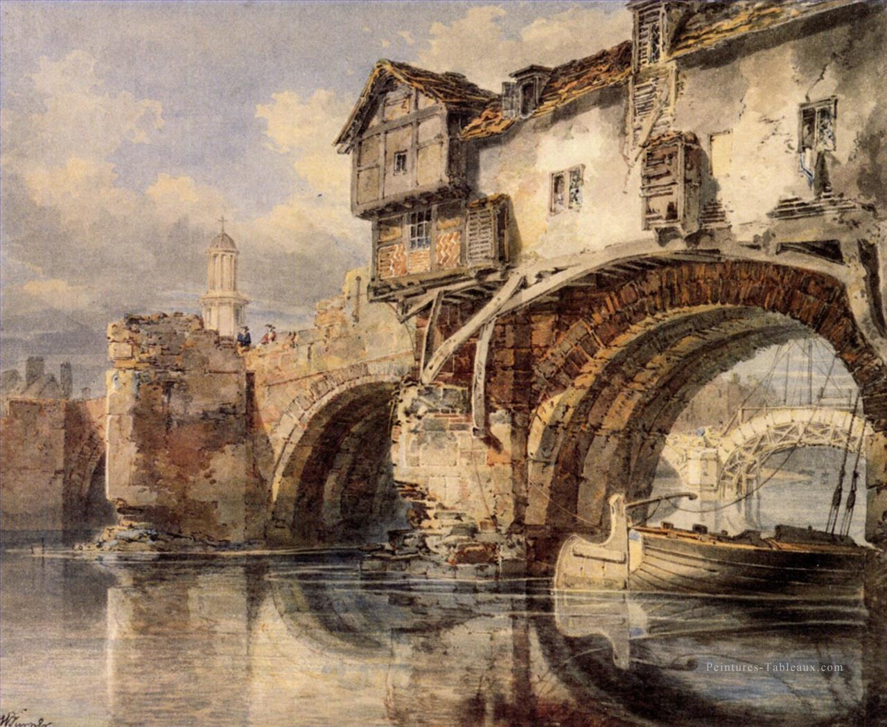 Welsh Bridge à Shrewsbury romantique Turner Peintures à l'huile